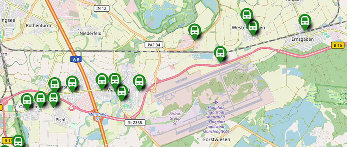 VGI-Flexi FX 55 Haltestellen in und um Manching